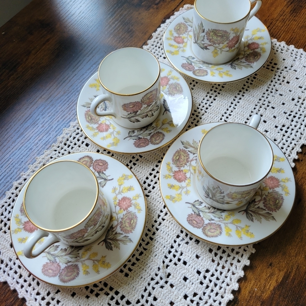 Wedgwood Litchfield Demitasse Espresso Cups Saucers SET Of 4 - Picture 7 of 10